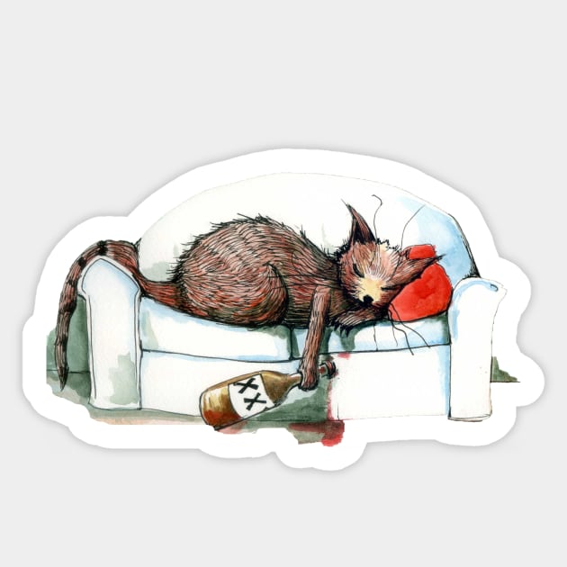 Cat nip nap Sticker by sonofsamorr